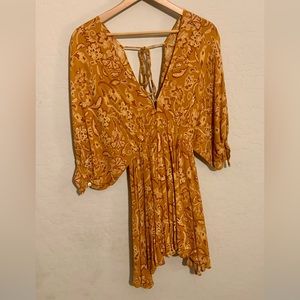 VICI Autumn Deep V Flowy Dress